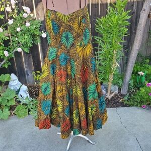 Heritage Multicolor Tropical Print Sundress - Mustard, Teal, Red
